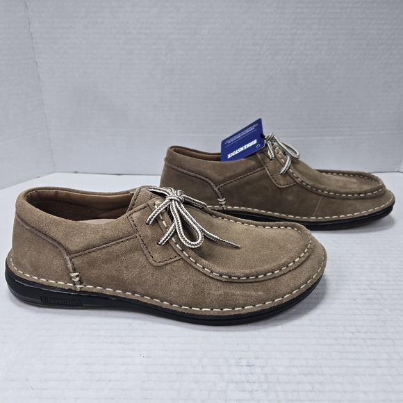 Birkenstock Unisex Pasadena Taupe Suede Oxford Slipon Shoes EU 41 reg US W10/M8 - Picture 2 of 12